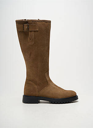 Bottes matière lisse talon de 4 à 6cm marron ACEBOS femme