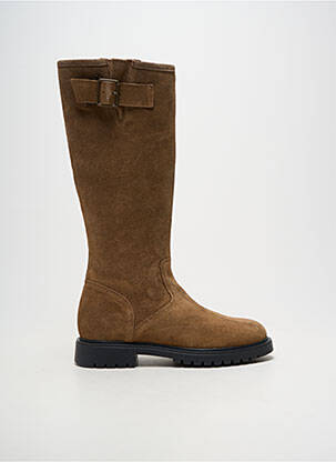 Bottes matière lisse talon plat jusqu'à 3cm marron ACEBOS femme