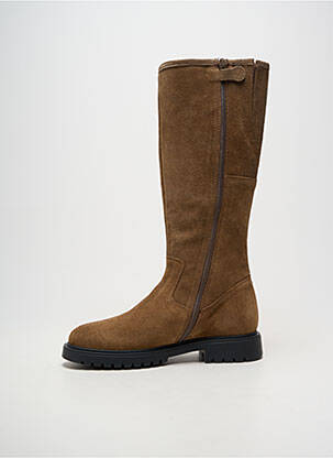 Bottes matière lisse talon plat jusqu'à 3cm marron ACEBOS femme