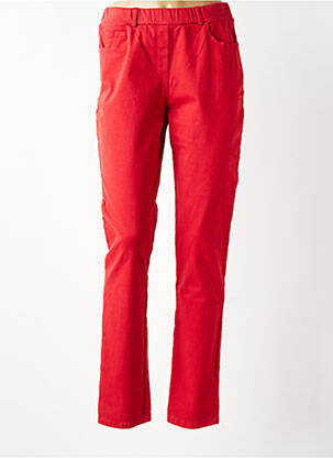 Pantalon droit stretch taille normale rouge GUY DUBOUIS femme
