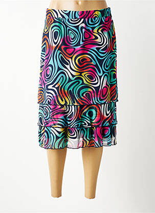 Jupe mi-longue stretch bleu GUY DUBOUIS femme