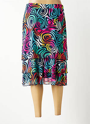Jupe mi-longue stretch bleu GUY DUBOUIS femme