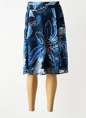 Jupe mi-longue taille à pinces bleu GREGORY PAT femme