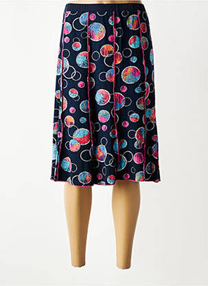 Jupe mi-longue stretch bleu GUY DUBOUIS femme