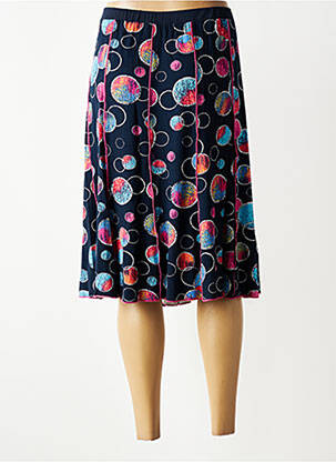 Jupe mi-longue stretch bleu GUY DUBOUIS femme