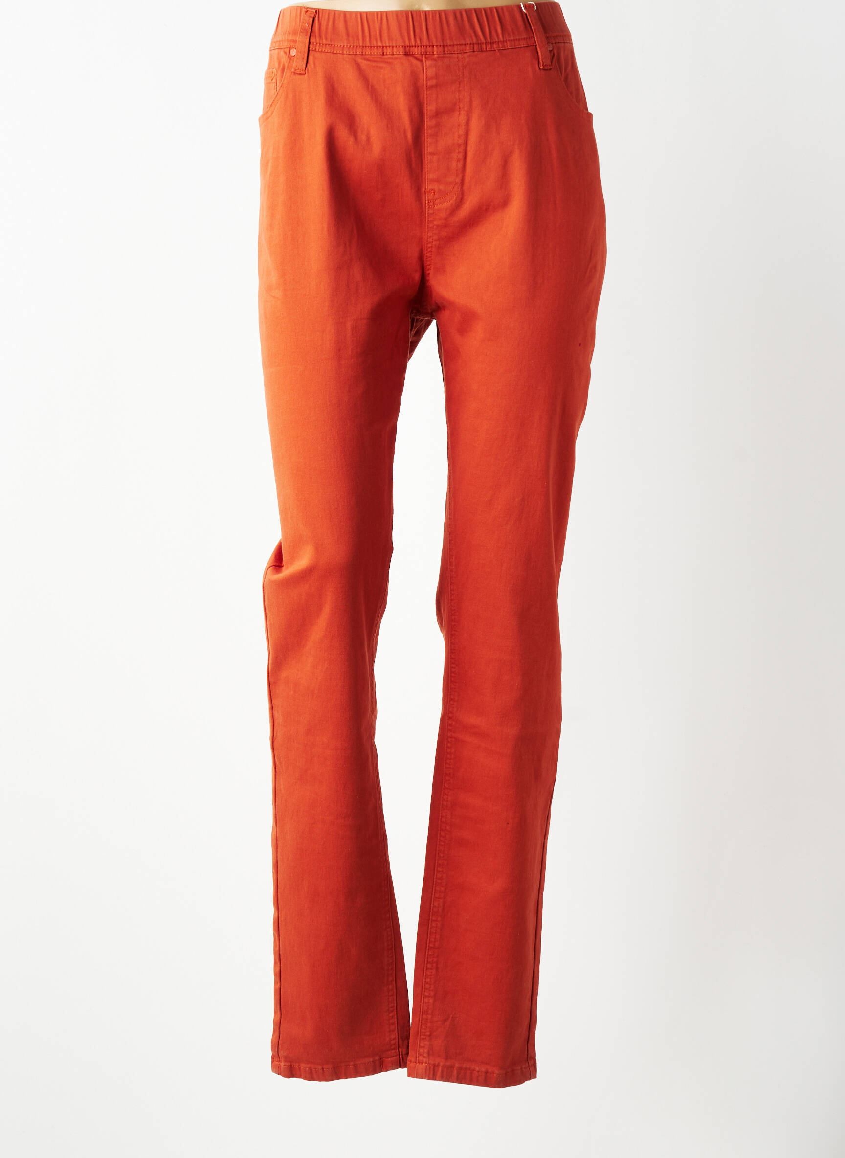 Pantalon droit stretch taille normale orange GRIFFON femme