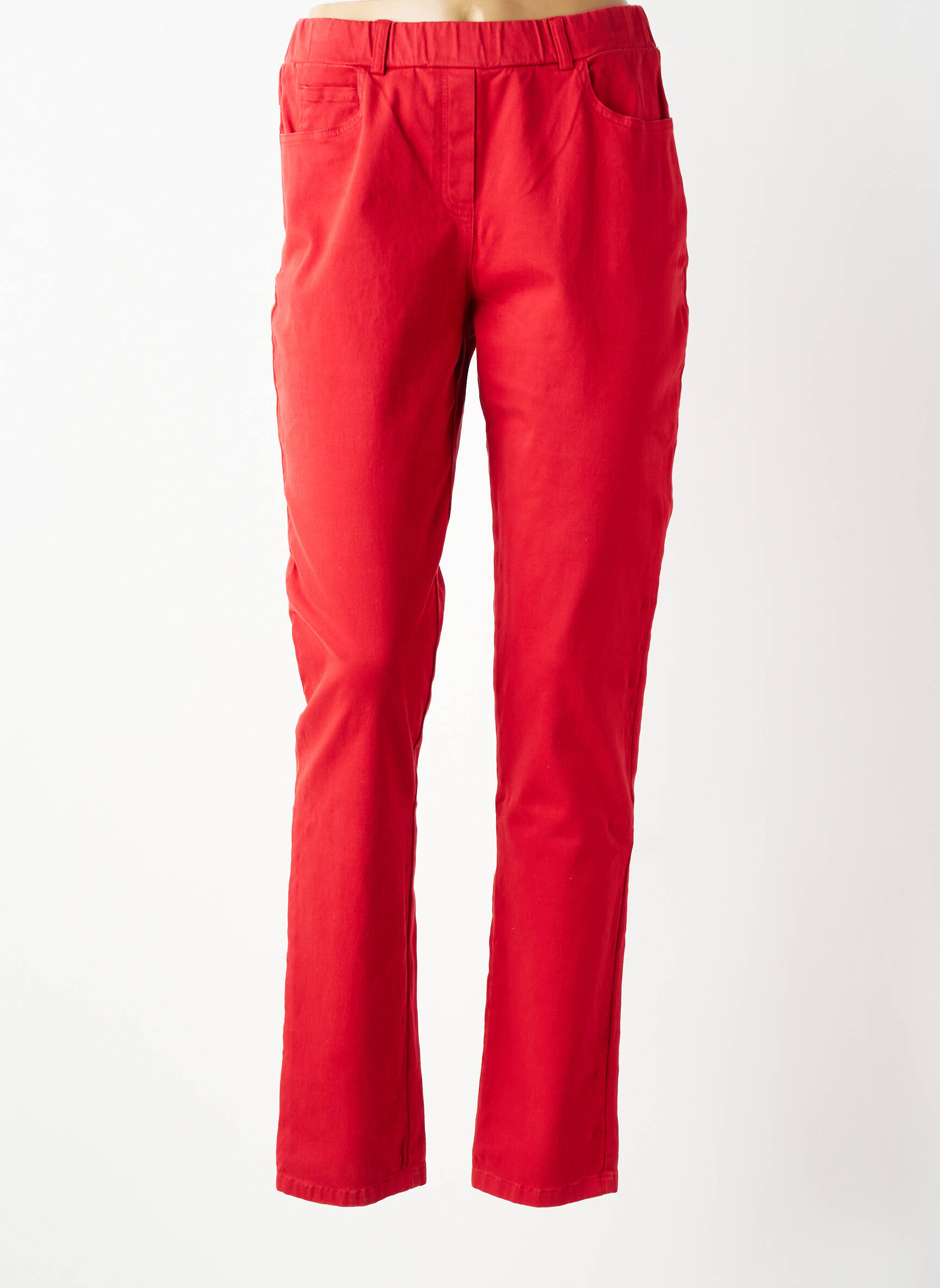 Pantalon droit stretch taille normale rouge GUY DUBOUIS femme