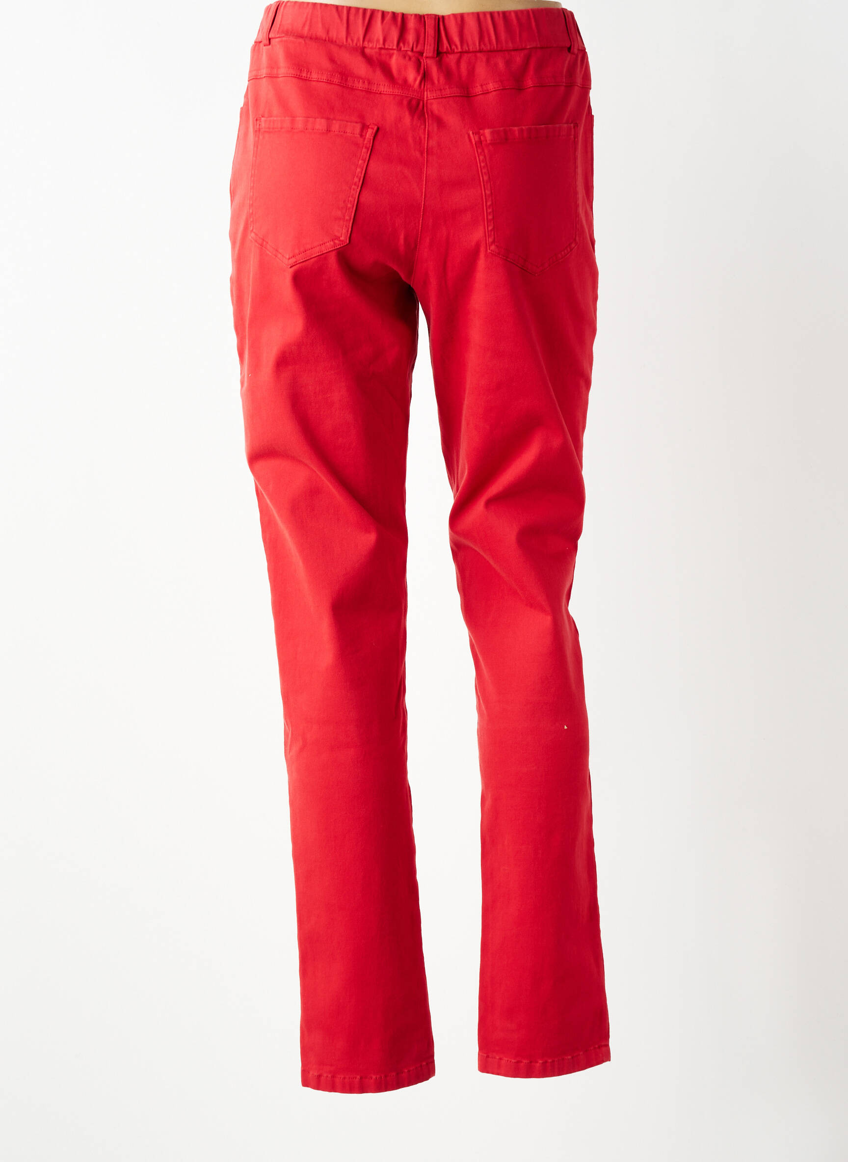 Pantalon droit stretch taille normale rouge GUY DUBOUIS femme