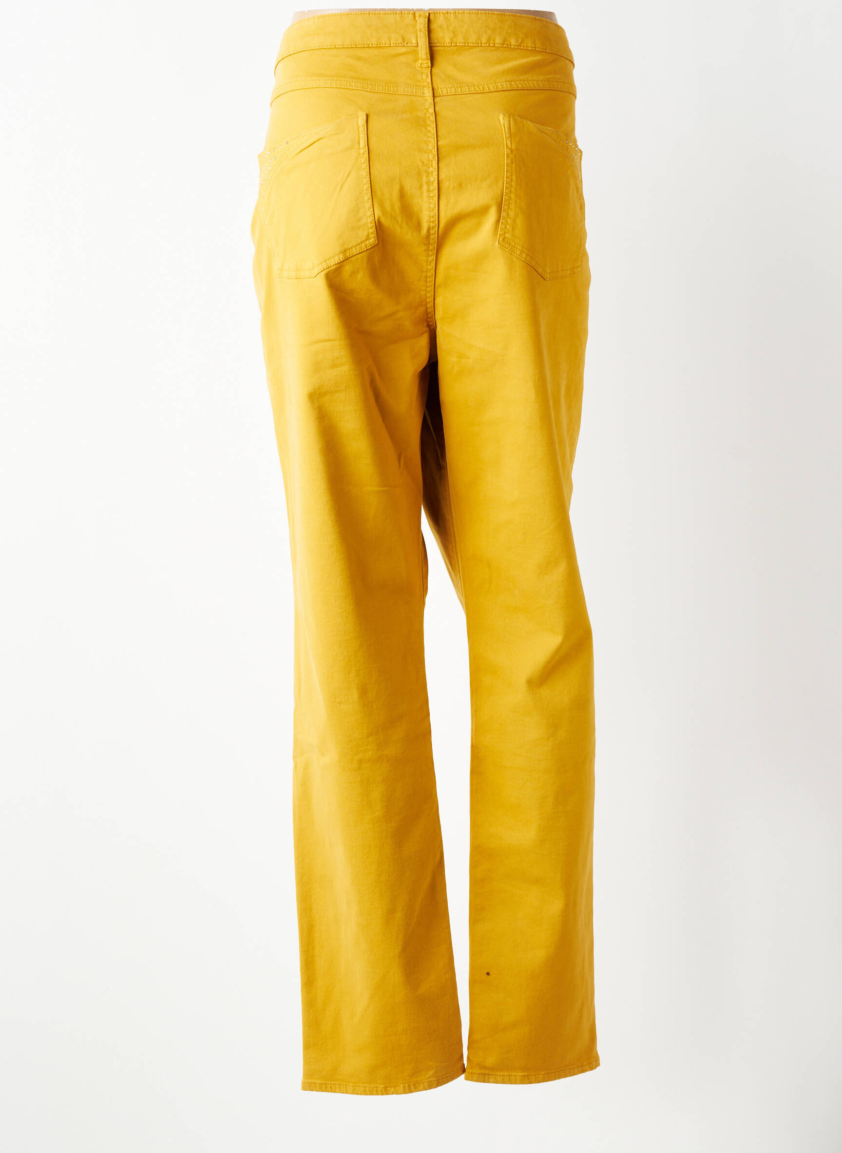 Pantalon droit stretch taille normale jaune GUY DUBOUIS femme