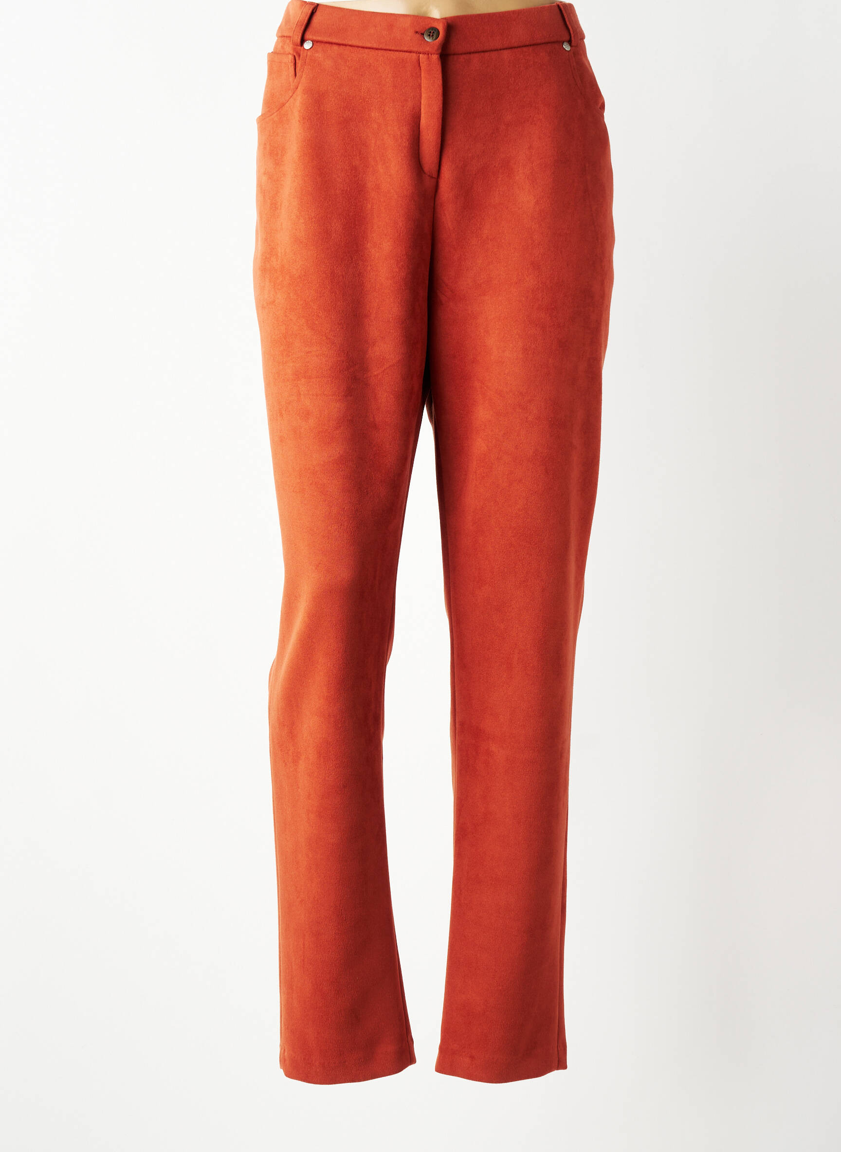 Pantalon droit stretch taille normale orange GUY DUBOUIS femme