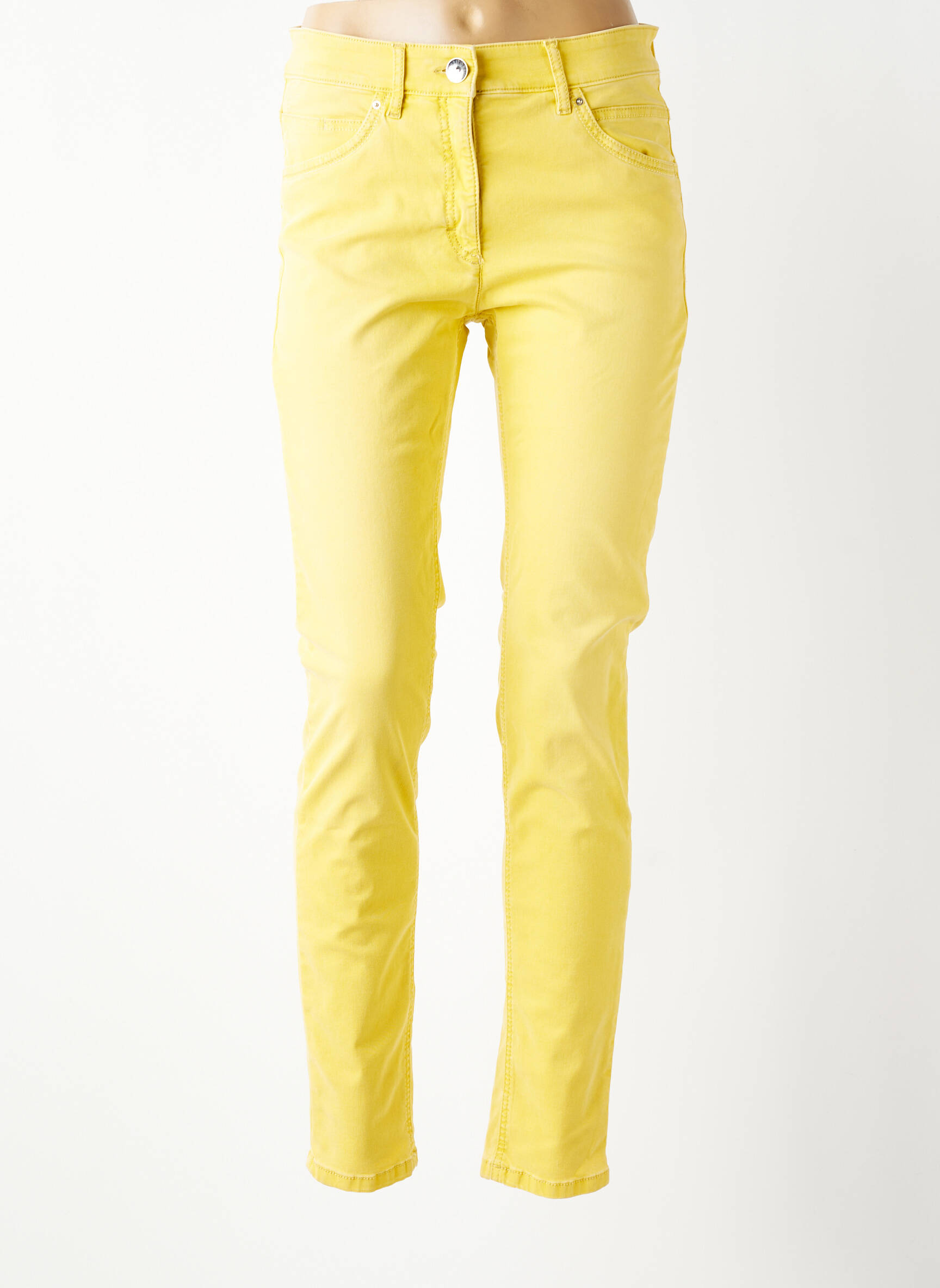 Pantalon slim tissage popeline taille normale jaune ZERRES femme