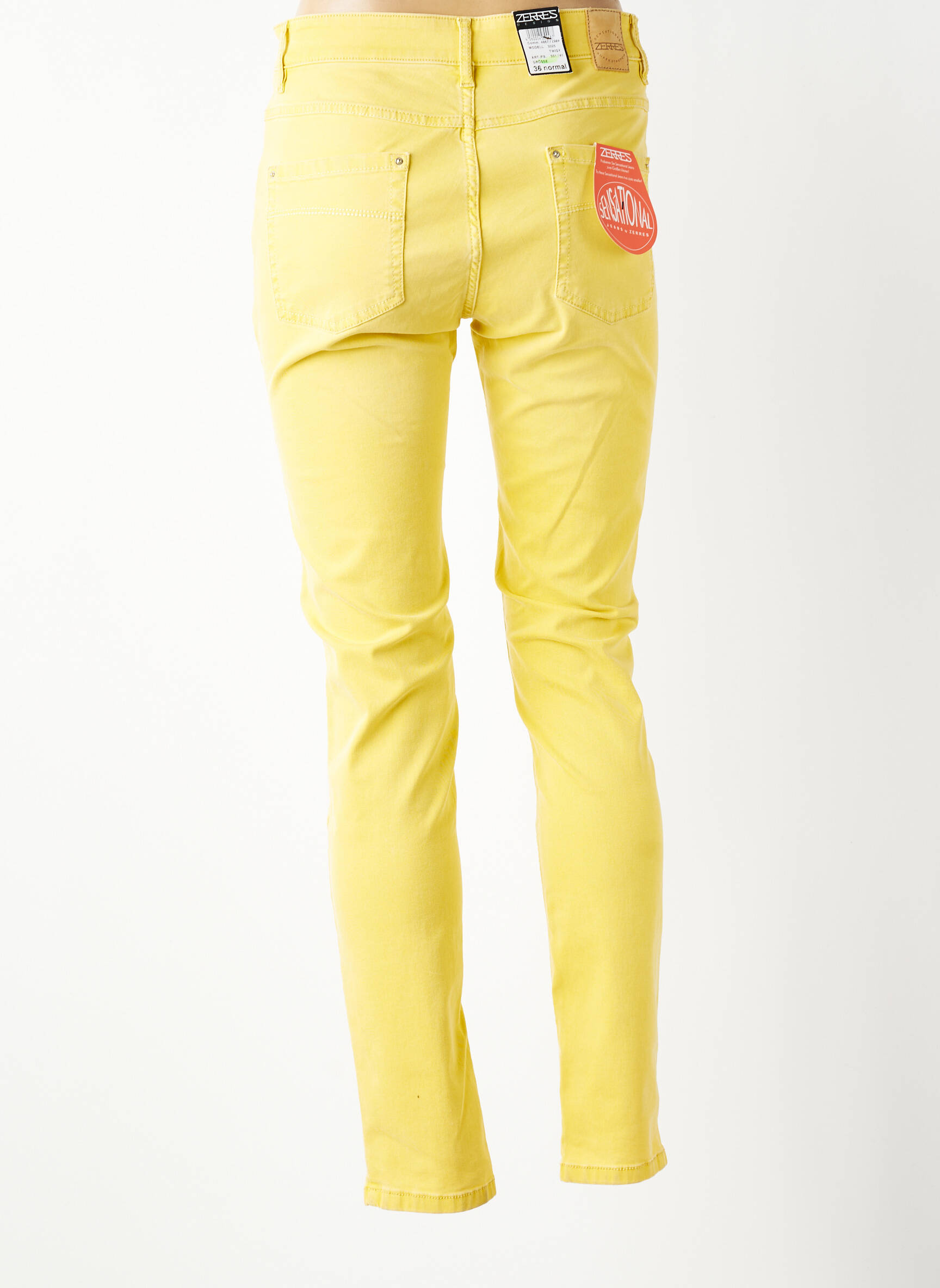 Pantalon slim tissage popeline taille normale jaune ZERRES femme