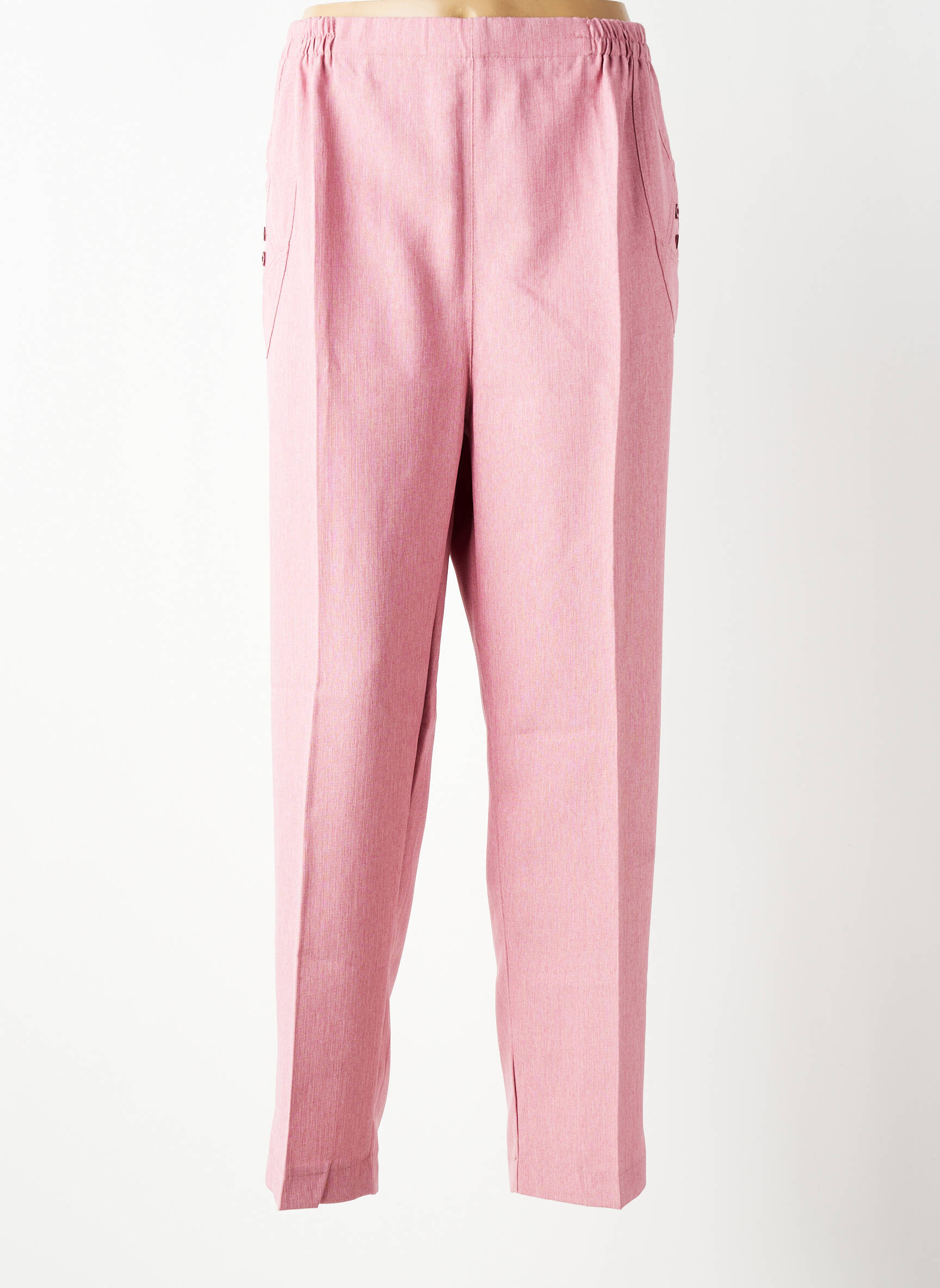 Pantalon droit tissage crêpe taille normale rose VISION NIGHT femme