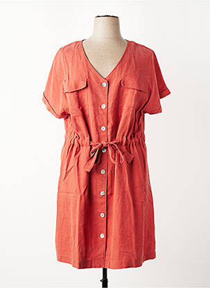 Robe mi-longue manches courtes manches courtes orange C'EST BEAU LA VIE femme