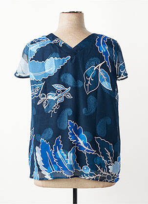 Top imprimé fantaisie manches courtes bleu GREGORY PAT femme