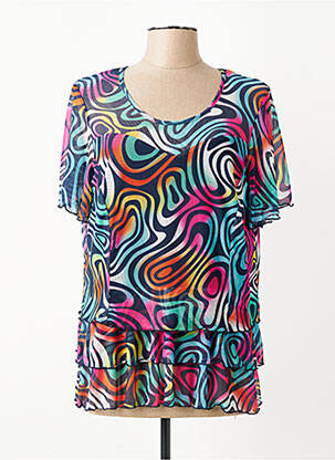 T-shirt imprimé fantaisie manches courtes bleu GUY DUBOUIS femme