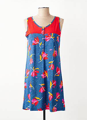 Chemise de nuit imprimé fantaisie bleu MASSANA femme