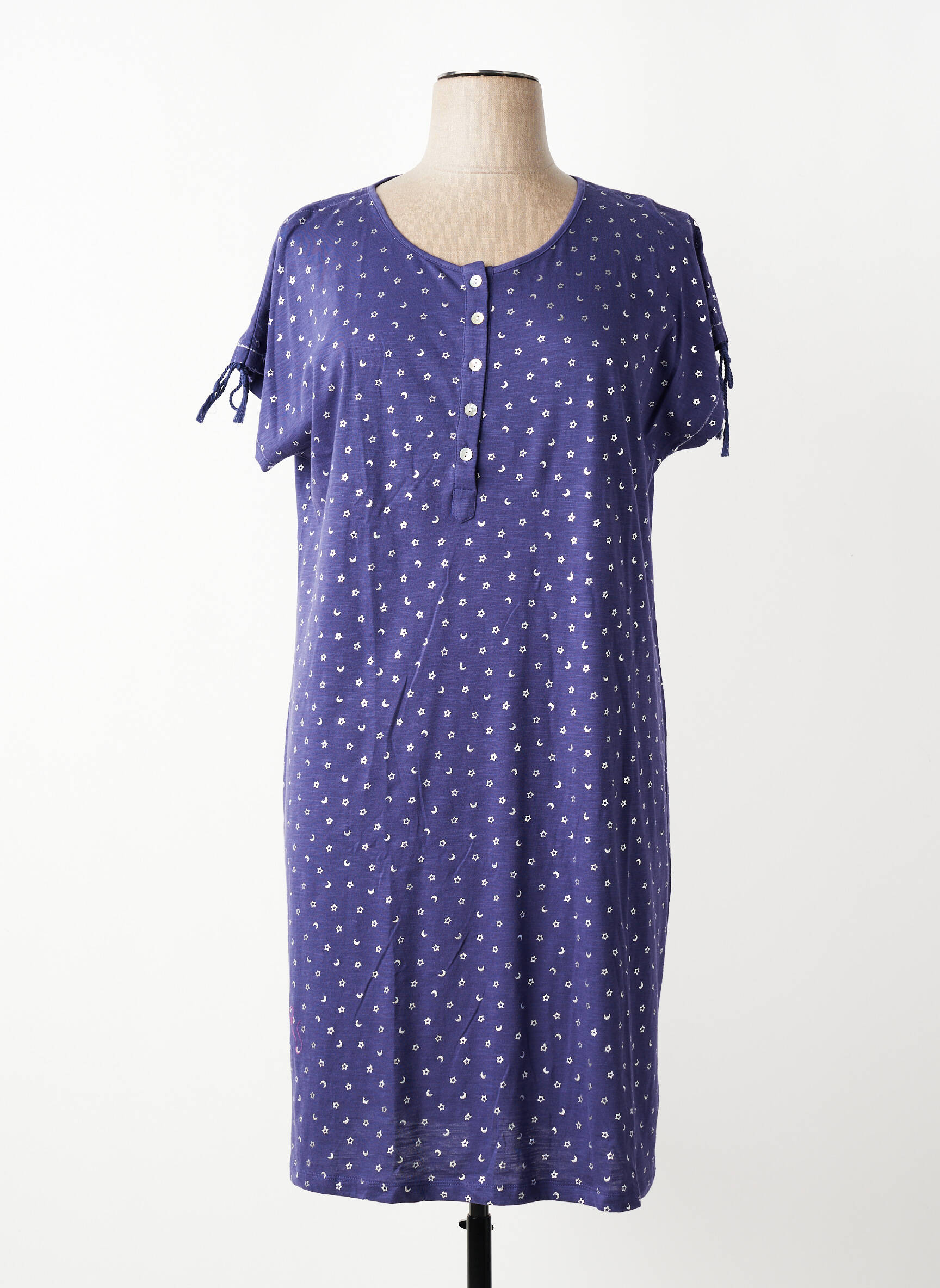 Chemise de nuit imprimé fantaisie bleu MASSANA femme
