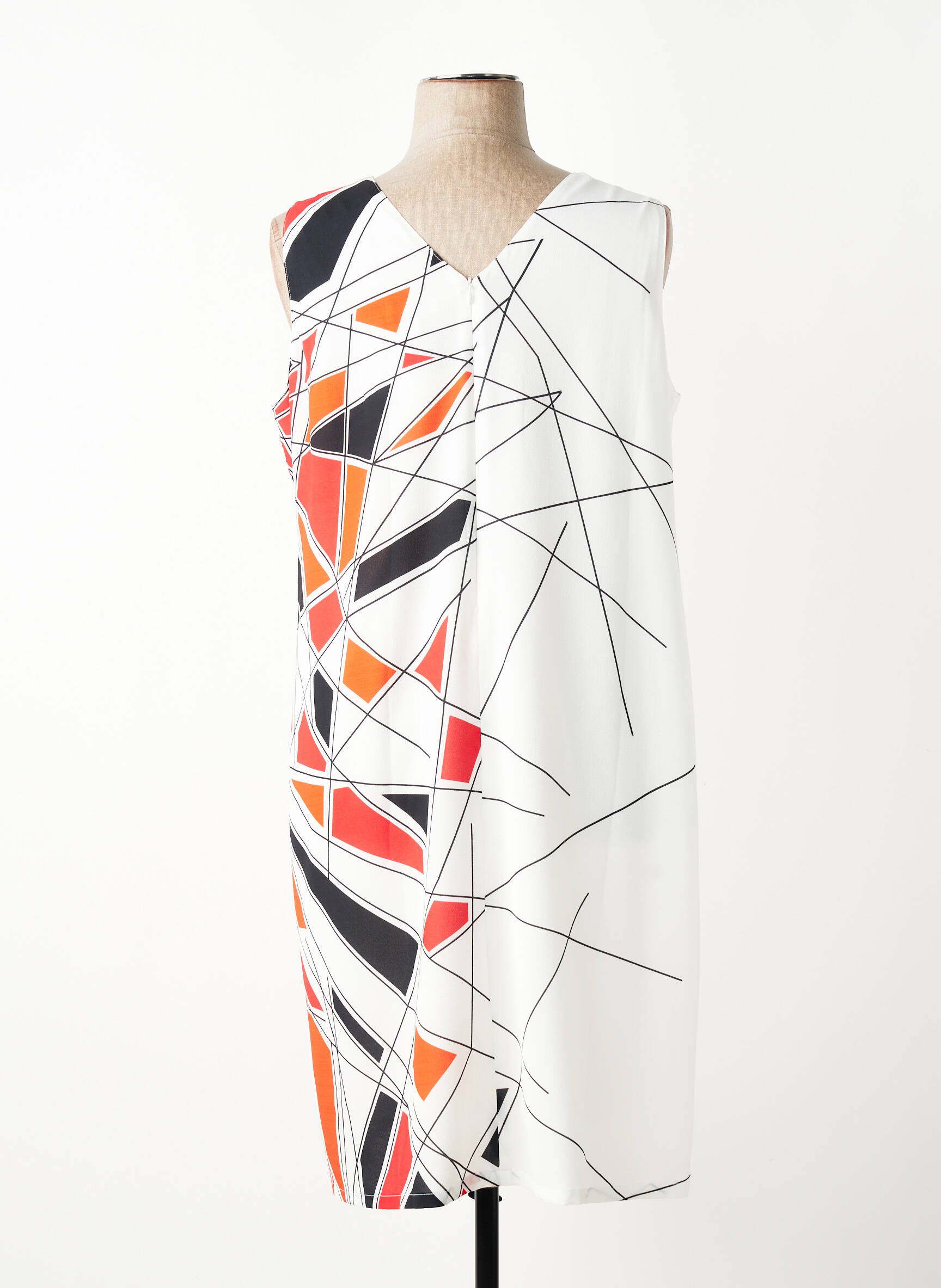 Robe mi-longue imprimé fantaisie sans manche blanc MERI & ESCA femme