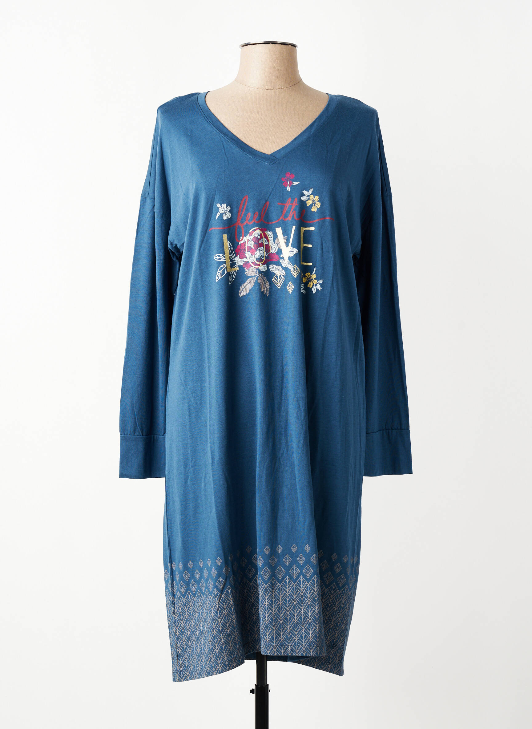 Chemise de nuit col v bleu TRIUMPH femme