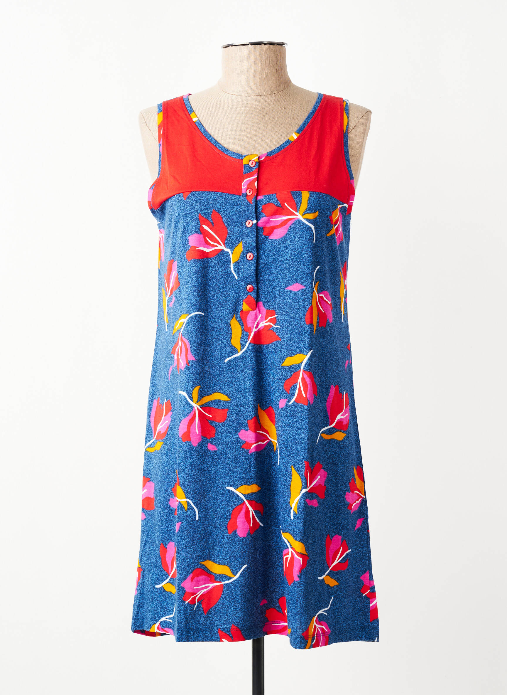 Chemise de nuit imprimé fantaisie bleu MASSANA femme