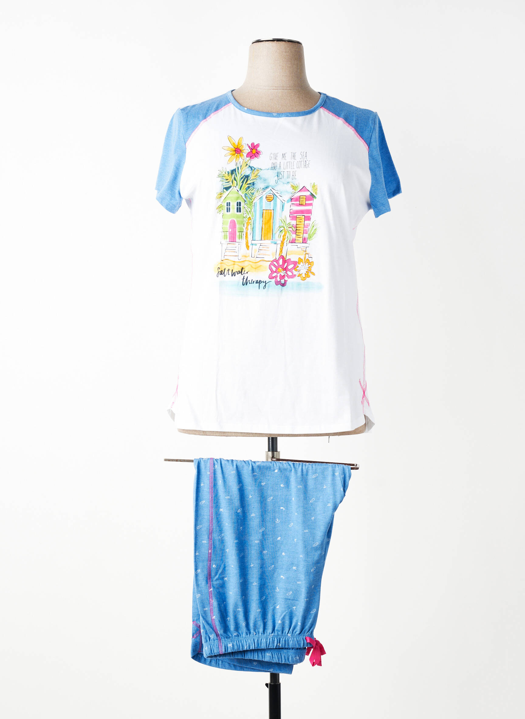 Pyjama manches courtes bleu MASSANA femme