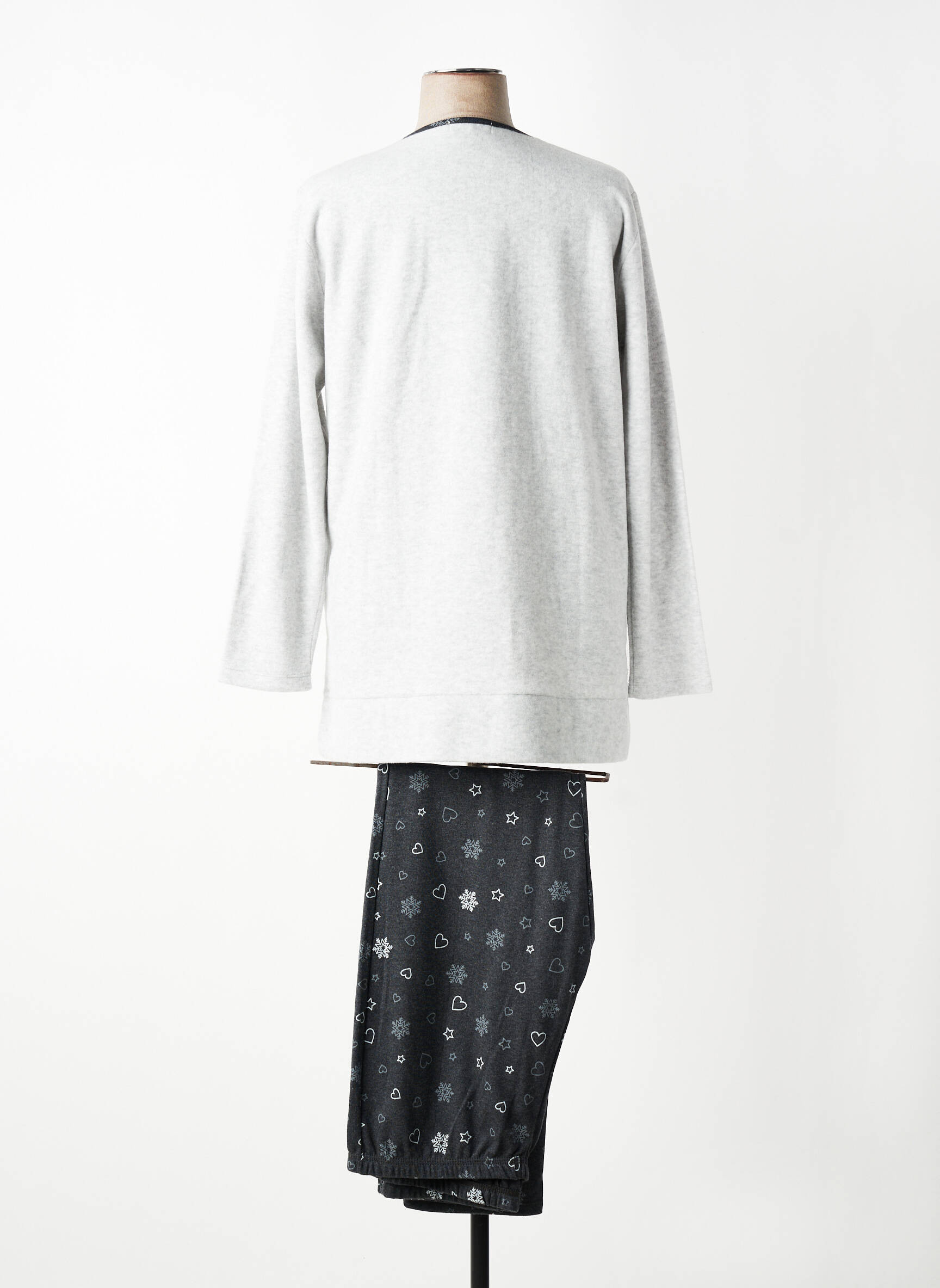 Pyjama coupe droite gris MASSANA femme