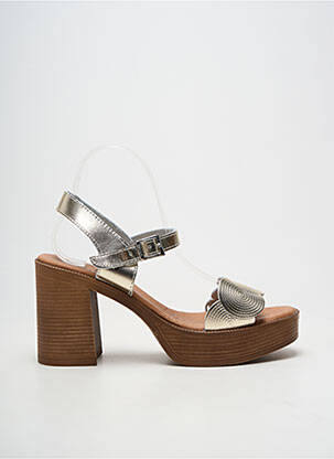 Sandales/nu pieds semi compensé talon haut de 10cm et plus or OH!! ISABELLA femme