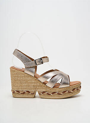 Sandales/nu pieds semi compensé talon haut de 10cm et plus or OH!! ISABELLA femme