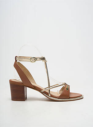 Sandales/nu pieds tissage satiné talon de 4 à 6cm or LES TROPEZIENNES PAR M.BELARBI femme