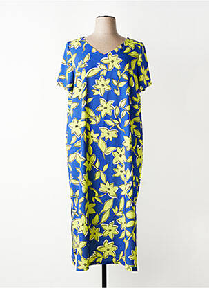 Robe mi-longue imprimé fantaisie manches courtes bleu AN II VITO femme
