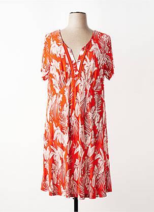 Robe mi-longue imprimé fleurs manches courtes rouge AGATHE & LOUISE femme