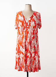 Robe mi-longue imprimé fleurs manches courtes rouge AGATHE & LOUISE femme