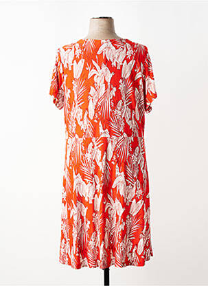 Robe mi-longue imprimé fleurs manches courtes rouge AGATHE & LOUISE femme