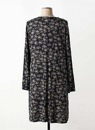Robe mi-longue imprimé fantaisie manches longues noir CISO femme