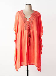Tunique manches courtes tissage crêpe orange L'ATELIER D'ANNA femme