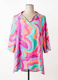 Blouse tissage popeline manches courtes rose AN II VITO femme