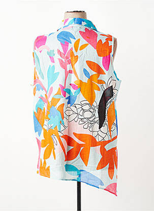 Top imprimé fantaisie sans manche bleu L'ATELIER D'ANNA femme