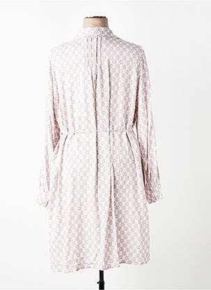 Robe mi-longue imprimé fantaisie manches longues blanc YESTA femme