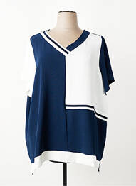 Blouse tissage crêpe manches courtes bleu AN II VITO femme