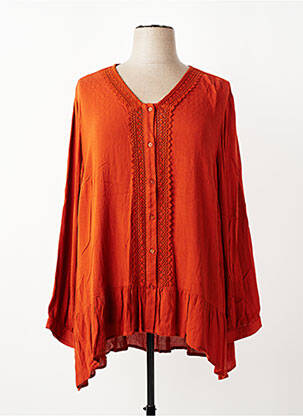 Chemisier coupe droite manches longues orange CISO femme