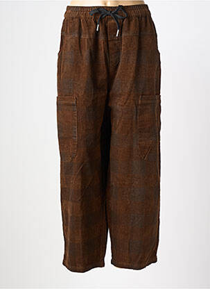 Pantalon droit stretch taille normale marron BUYKUD femme