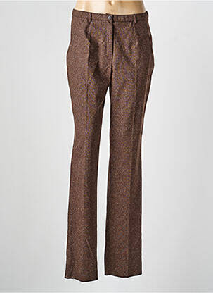 Pantalon droit fermeture zippée sous rabat boutonné taille normale marron PAUPORTÉ femme