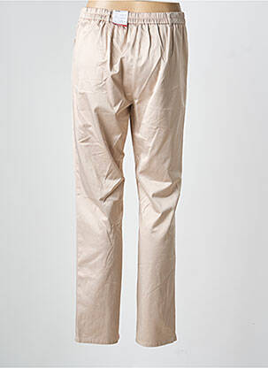 Pantalon droit fermeture zippée sous rabat boutonné beige FRANK WALDER femme