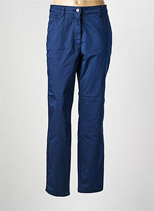 Pantalon droit fermeture zippée sous rabat boutonné bleu OLSEN femme