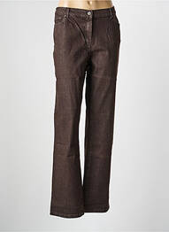 Jeans coupe droite fermeture zippée sous rabat boutonné marron KARTING femme