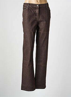 Jeans coupe droite fermeture zippée sous rabat boutonné marron KARTING femme