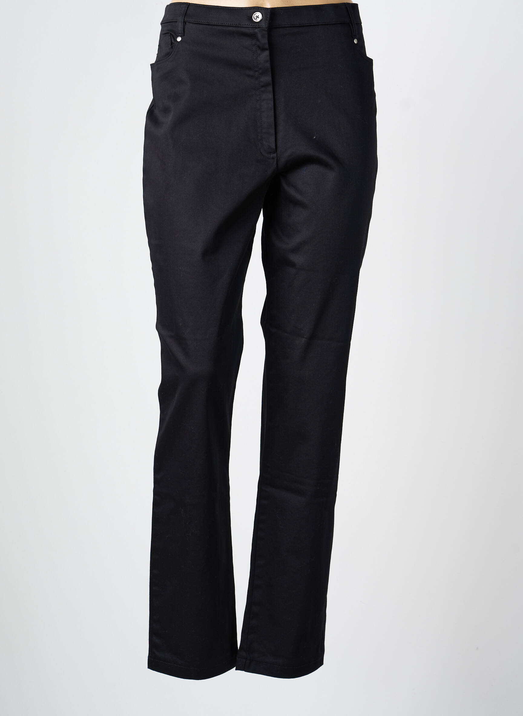 Pantalon slim tissage popeline taille normale noir CHRISTINE LAURE femme