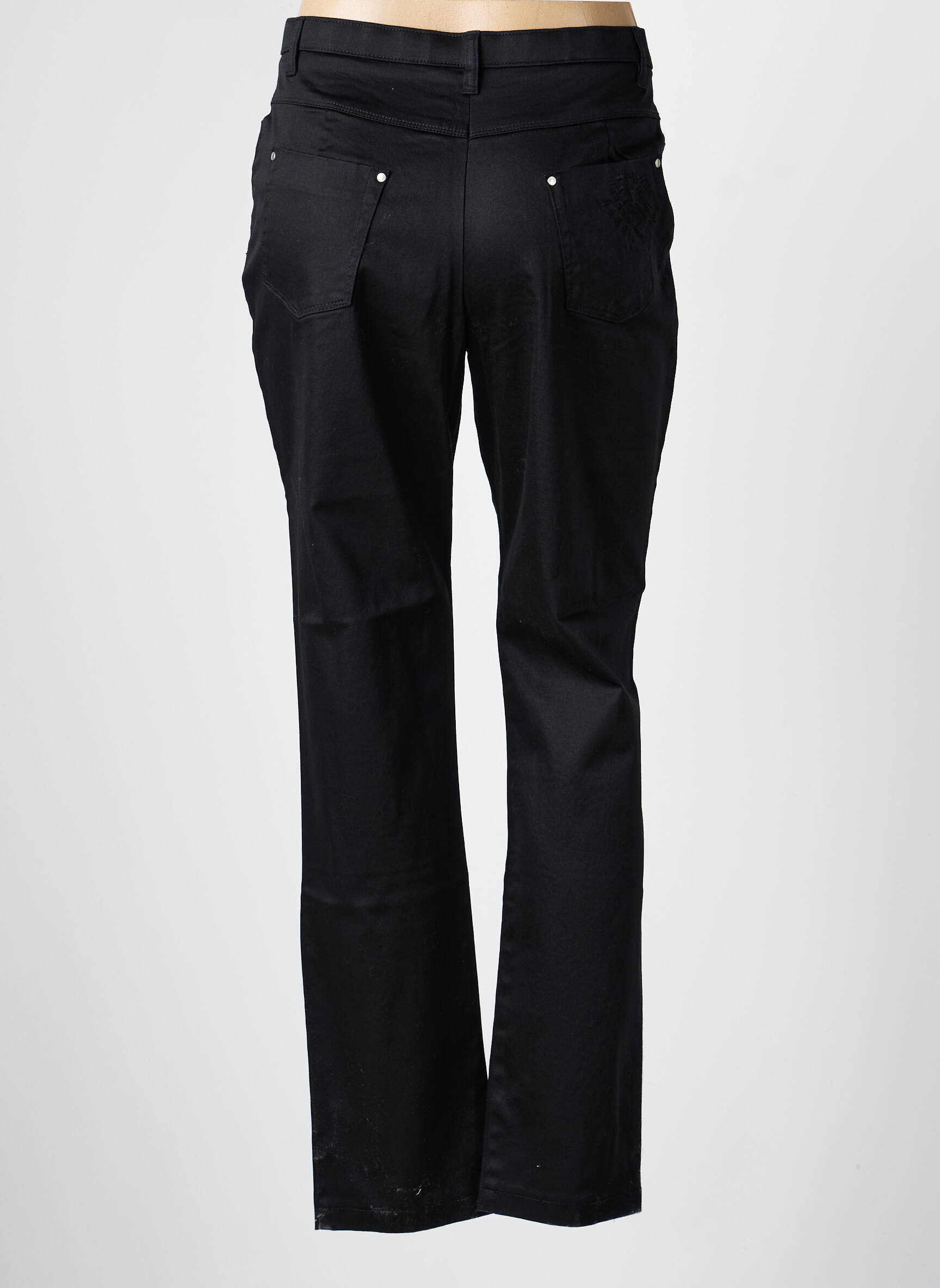Pantalon slim tissage popeline taille normale noir CHRISTINE LAURE femme