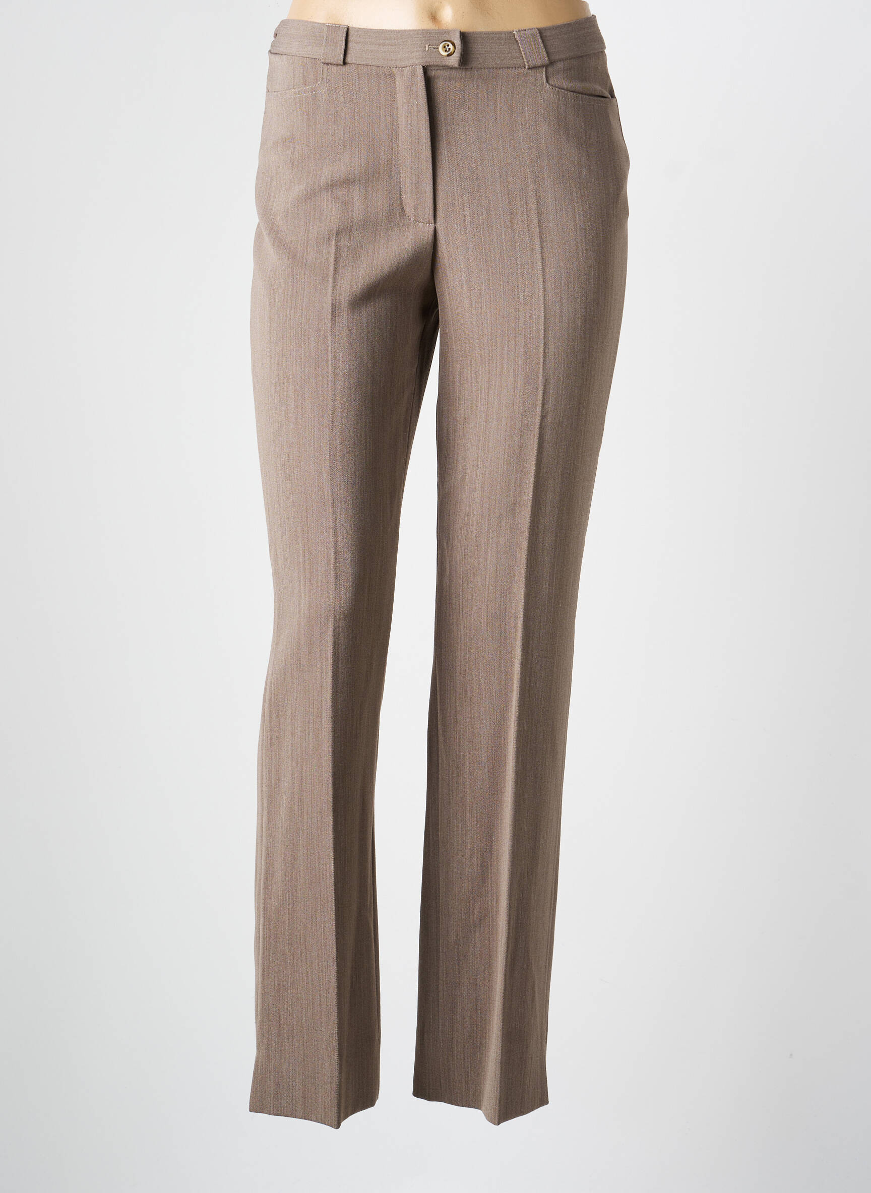 Pantalon slim taille haute taille haute marron QUATTRO femme